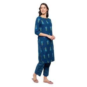 Mujer estilo indio-pakistaní Salwar Kameez tela de seda de algodón hecha a mano toda la temporada ropa de alta calidad inspirada en vestidos Lenin - Product Image 3