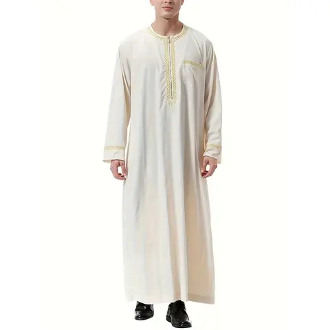 짧은 소매 긴 카프탄 가운 이슬람 라마단 Jubbah 원피스 두바이 긴 셔츠 의류 이슬람 토브 남성용