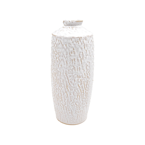 Modern Elegant Rustic Style Artisan White Ceramic <b>Floor</b> <b>Vase</b> with Ancient Bark Texture Porcelain <b>Vase</b> with Unique Design - Product Image 2