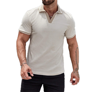 Polo en viscose tricoté coupe classique, couleur unie, haute qualité, manches courtes, pull en maille - Product Image 1