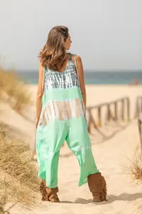 2024 combinaison de rayonne à la mode la plus vendue pour les dames tissu doux avec conception à manches longueur de plancher pour les occasions de plage - Product Image 2