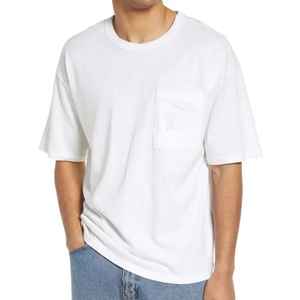 T-shirt avec LOGO personnalisé T-shirt homme 100% coton de qualité de luxe côtelée col en O vierge épaule tombante Streetwear T-shirt oversize pour hommes - Product Image 1