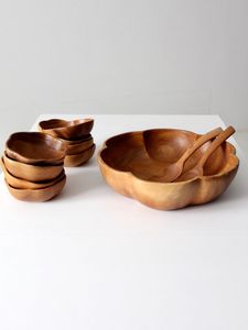 Juego de cena de madera con borde en forma de flor, elegante, duradero para la mesa de comedor del hogar, respetuoso con el medio ambiente, rústico, hecho a mano, uso moderno único - Product Image 2