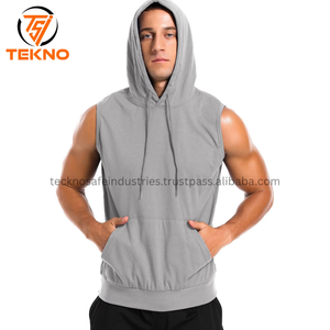 2025 Top Quality Breathable Casual Fitness <b>Sleeveless</b> <b>Hoodie</b> Sport Wear <b>Sleeveless</b> Solid Color Pullover Men Gym Hoodies OEM - Product Image 2