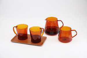 Borosilicate Glass 300ml/600ml Eco-Friendly Retro Pour Coffee Carafe Heat Resistant Dispenser Server <b>Tea</b> Sets for Home - Product Image 6