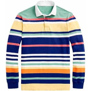 เสื้อโปโลแขนยาวสำหรับผู้ชายรักบี้2025ออกแบบลายทางย้อมสีล้วนแฟชั่นยอดนิยม - Product Image 1