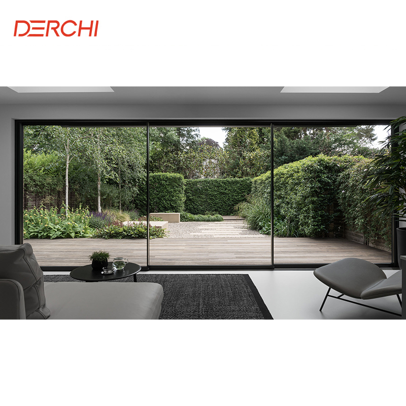 DERCHI Extremely Narrow Slim Frame 8mm Single Glass Soundproof Interior Living Room Aluminum Glass Sliding Door · image 3