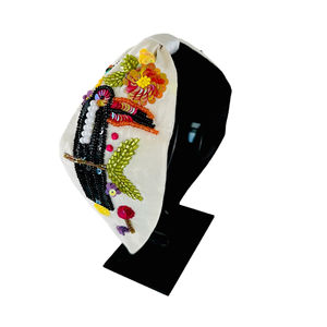 New Lightweight Durable Luxury Embroidered Toucan Hairband Handmade Beaded Bird <b>Headband</b> with <b>Sequins</b> Fashion Accessories - Product Image 1