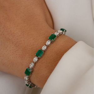 สร้อยข้อมือเทนนิสเพชรและมรกตธรรมชาติ100% คุณภาพสูงดีไซน์มีเอกลักษณ์สีทองขาวล้วน18K ของขวัญสำหรับงานเลี้ยง - Product Image 6