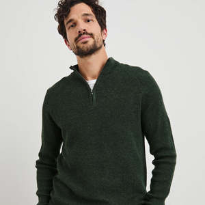 Custom Casual Men Pullover Sweater Zipper Sport Cotton Zip Knitted Sweater Man Quarter Zip Knitwear - Product Image 6