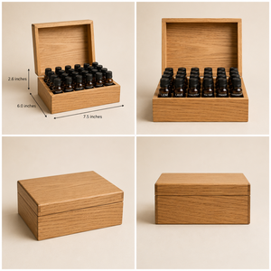Boîte de rangement pour huiles essentielles en bois avec couvercle, design minimaliste rectangulaire, couvercle à charnières - Product Image 5