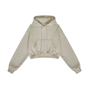 Boxy sweat à capuche d'hiver en éponge française Fit poids lourd coton surdimensionné recadrée hommes 350gsm tissu personnalisé Logo brodé - Product Image 4