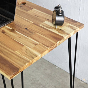 Hbwd034 Acacia Wood <b>Computer</b> <b>Desk</b> with 25mm Thick Top and Hairpin Iron Legs - Product Image 4