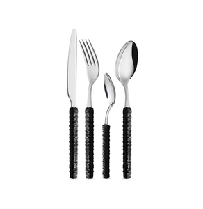 ชุดช้อนส้อมสเตนเลสจากหวายธรรมชาติมีด้ามจับหวายมีดสำหรับงานแต่งงานงานปาร์ตี้ - Product Image 3