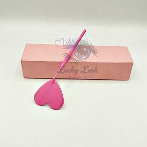 Hot <b>Pink</b> Heart-Shaped Eyelash Extensions Mirror <b>Box</b> with Custom Logo Private Label Lash <b>Tools</b> for Checking False Eyelashes - Product Image 2