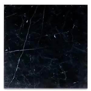 N45H 18x18 Mate Honed Nero Marquina Azulejo de suelo de pared de mármol negro Carrara Mármol natural blanco para dormitorio Diseño de estilo chino - Product Image 1