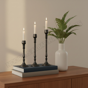 Bougeoir décoratif en aluminium de luxe en métal support de couleur noire salon mariage décor à la maison qualité d'exportation - Product Image 3