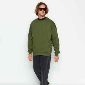 New High Quality 2025 Custom Men Crewneck Printed <b>Plain</b> O-Neck Cotton Men Blank Oversized Sweatshirt Cheap Price - Product Image 3