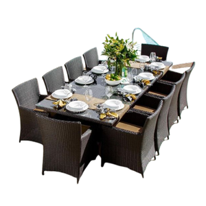 Rattan Dining Set With Many Chairs Customable Design Dining Table Set For Restaurant and Dining Direct Factory - Product Image 1