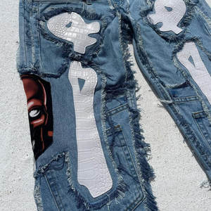 Jeans pour homme à jambe large, taille haute, coupe classique, teinture unie, 100% coton, fabrication au Pakistan, grande personnalité - Product Image 3