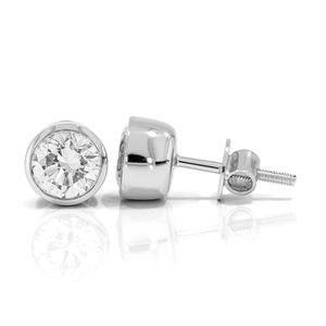Boucles d'oreilles à clous en forme de diamant rond - Product Image 2