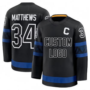 Lace-Neck Pull Mangas largas Totalmente sublimado 100% Poliéster Secado rápido Transpirable Jersey de hockey sobre hielo Nombre del equipo personalizado al por mayor - Product Image 3