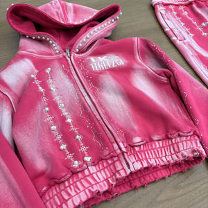 Men's Distressed Acid Sun Wash Set Embroidery Sweatpants Flared Pants Tracksuit Logo <b>Hoodie</b> Sun Faded Joggers DTG <b>Hoodie</b> - Product Image 5