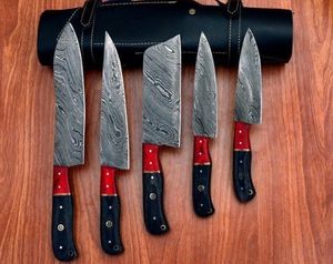 Juego de Cuchillos de Chef de Acero de Damasco de 67 Capas Hechos a Mano, 5 Piezas, Hojas Afiladas y Duraderas, Diseño Ambidiestro, Mango Personalizable, Recto - Product Image 4