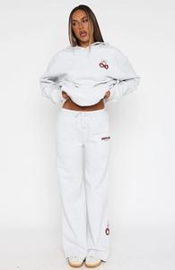 Conjunto de 2 Piezas de Chándal Largo Bordado Sólido para Mujer, Invierno, Personalizado con el Mensaje 'Feel the Love' - Product Image 4