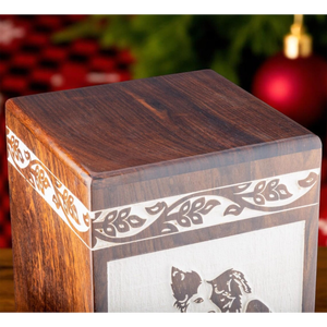 Caja de recuerdo de madera para cenizas de mascotas, diseño personalizado con estampado de pata, contenedor de cenizas de madera maciza Natural, urna funeraria para adultos de AYAANS - Product Image 3