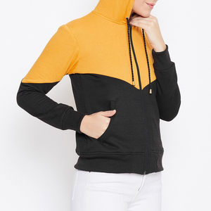 Women's Color Blocking Hooded Zipper Tracksuit <b>Jacket</b> Side Pockets Casual Winter Wear Full Sleeve Regular Fit 100% Cotton - Product Image 5
