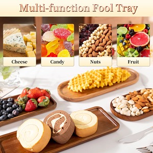 Juego de bandejas de madera en diferentes tamaños y formas para servir en la cocina Uso de mesa decorativa Perfecto para comer en casa y regalar - Product Image 6