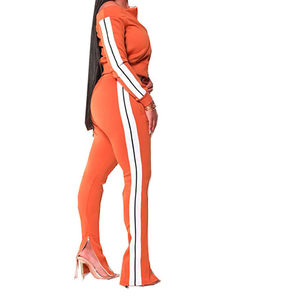 Clothing Manufacturers Ladies Summer 2 Piece Stacked Tracksuit Set <b>Long</b> Sleeve Crop Hoodie with Sweatpants Casual <b>Women</b> Dresses - Product Image 4