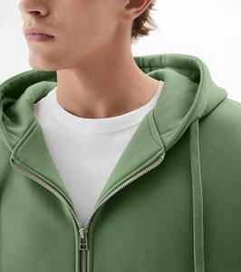 100% sudaderas con capucha de algodón para hombres, logotipos impresos con pantalla personalizada, Sudadera con capucha transpirable con cremallera completa y hombros caídos de gran tamaño para hombres - Product Image 4