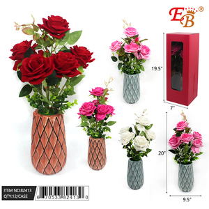19.5 \ "SIMULATION artificielle ROSE PLANTES EN POT pour la décoration de la maison et du jardin pour la table et les petits espaces 12PCS/CS pour Thanksgiving - Product Image 1