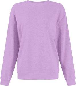 Robes pull-over col rond amples à manches longues couleur unie, style sweat-shirt et sweat à capuche, pour l'automne 2026 et l'hiver, effet matelassé et délavé - Product Image 2