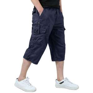 Men's Elastic <b>Cargo</b> <b>Shorts</b> Athletic Running Hiking Drawstring Multi Pockets Knee Workout Capri <b>Long</b> Waterproof Breathable Solid - Product Image 6