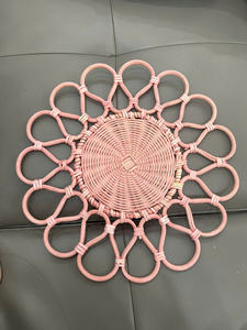 Natural Rattan <b>Placemats</b> Floral Charger Plate Handmade Rattan Table Accent Boho Chic Coastal Wedding Decor Eco-Friendly Set - Product Image 6