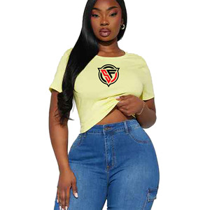 2025 été écologique femmes recadrée T-Shirt Sexy à manches courtes haut court pour les sports de gymnastique fabriqué au Pakistan - Product Image 1