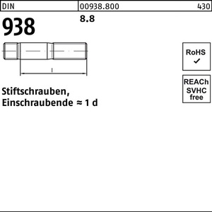 Juego de 50 Pernos DIN 938 M 8 X 45, Grado 8.8 - Product Image 1