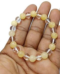 <b>Crystal</b> <b>bracelet</b> Yellow Calcite With Clear <b>Crystal</b> Round Beads Stone <b>Crystal</b> Gemstone Fashion Jewelry Men and <b>Women</b> Gift Energy - Product Image 5