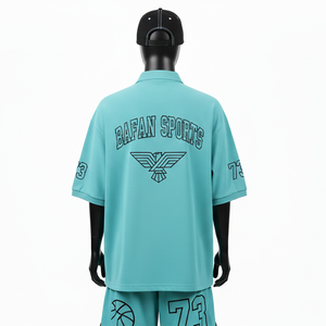 Polo pour homme en tissu mesh polyester de haute qualité, couleur aqua unie, évacuation de l'humidité, logo imprimé, chemises polo pour homme - Product Image 2