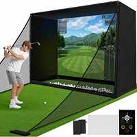 Filet de simulateur de golf robuste en acier, résistant aux intempéries, écran double couche anti-impact, réduction du bruit, taille personnalisée, portable pour l'entraînement