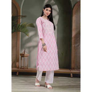 Kurta Recta con Cuello de Solapa para Mujer, Estampado Paisley, Algodón Puro, con Detalles de Hilo Tejido, Transpirable, Estilo Chino para Oficina - Product Image 5