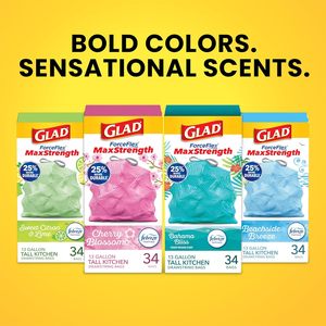 Sacs poubelle de cuisine Glad Tall, 13 gallons, MaxStrength, biodégradables, épais, transparents, avec cordon de serrage, 90 unités - Product Image 2
