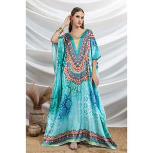 Caftán Opulento de Satén Suave con Pedrería para Mujer, Blusas y Camisas para Mujer - Product Image 3