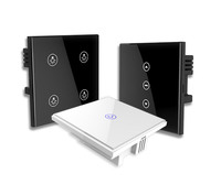Sistema de Iluminación de Pared Inteligente Fox Domotics Serie WHITE Glassy, Interruptores Táctiles NFC Wifi Controlados por Alexa, 1 Interruptor de Encendido/Apagado con Control Remoto, 6A
