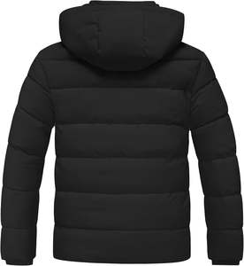 Manteau d'hiver imperméable réversible décontracté pour hommes veste bouffante à fermeture éclair Parka plus épaisse à capuche amovible tissu bulle tricoté - Product Image 2