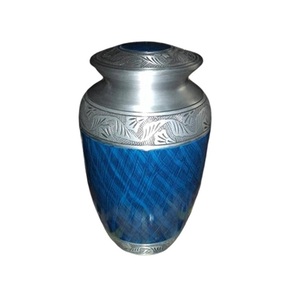 โกศเผาศพโลหะลายจุดสีน้ำเงินแบบดั้งเดิม โกศศักดิ์สิทธิ์สำหรับบรรจุอัฐิผู้ใหญ่ มีจำหน่ายในราคาขายส่ง - Product Image 6