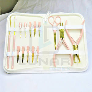 Extensiones de cabello humano hechas en Pakistán, Micro anillo de silicona, alicates de oro rosa, juego de herramientas de extensión de cabello con etiquetado de marca personalizado - Product Image 2